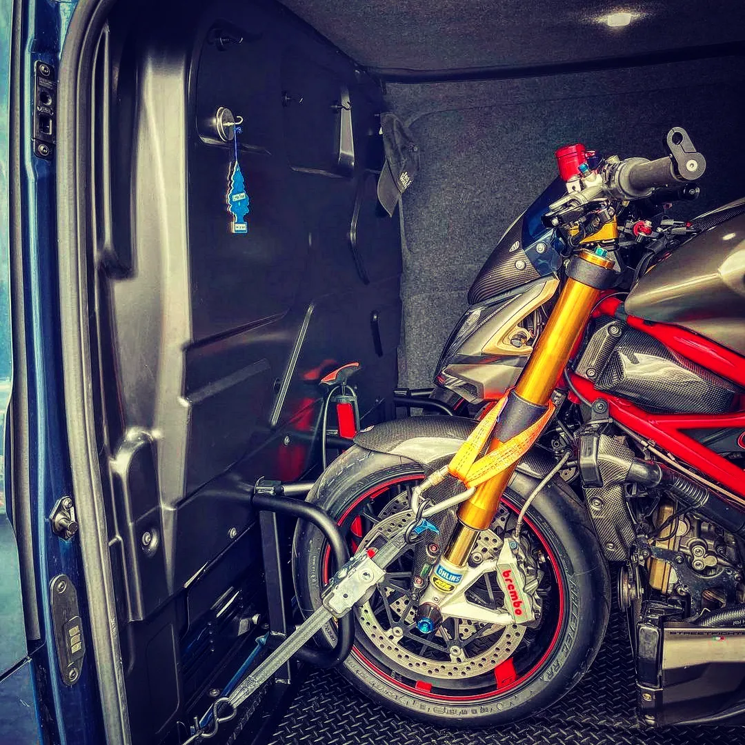Van Bike Rack for Ford Transit Custom - Loaded Bikes Loaded Bikes Bike Rack Ford Transit Cutom Triple Wheel Chock 3