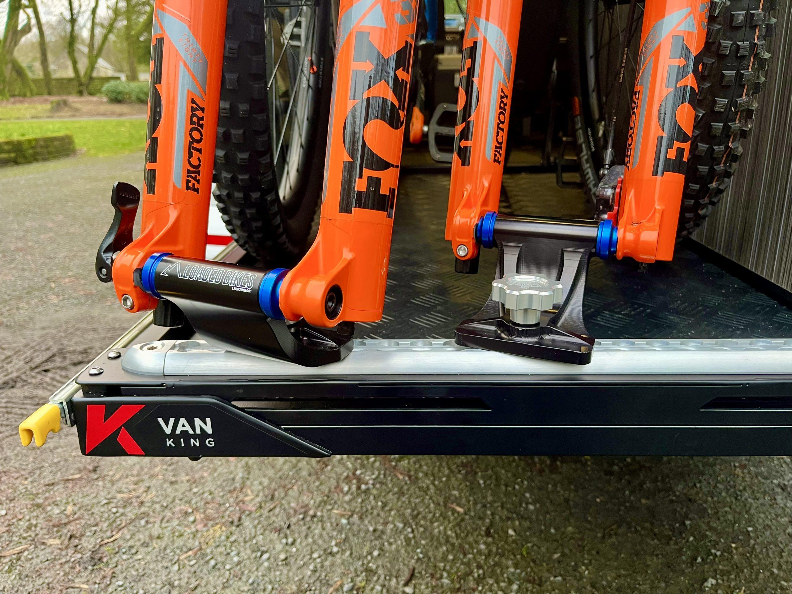 Loaded bikes fork mounts on van king steel slider Loaded bikes fork mounts on van king steel slider