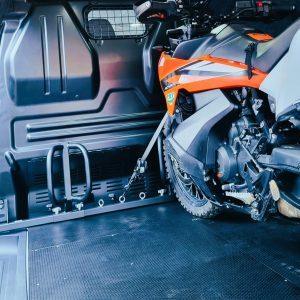 Modular bike rack for motorcycles in mk2 transit custom (3) Modular bike rack for motorcycles in mk2 transit custom (3)
